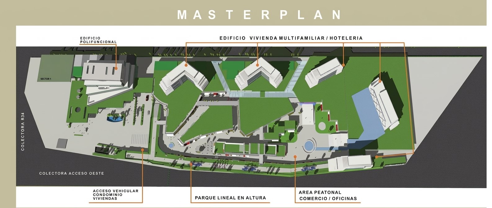Masterplan del desarrollo sobre Colectora Norte y Ruta 28